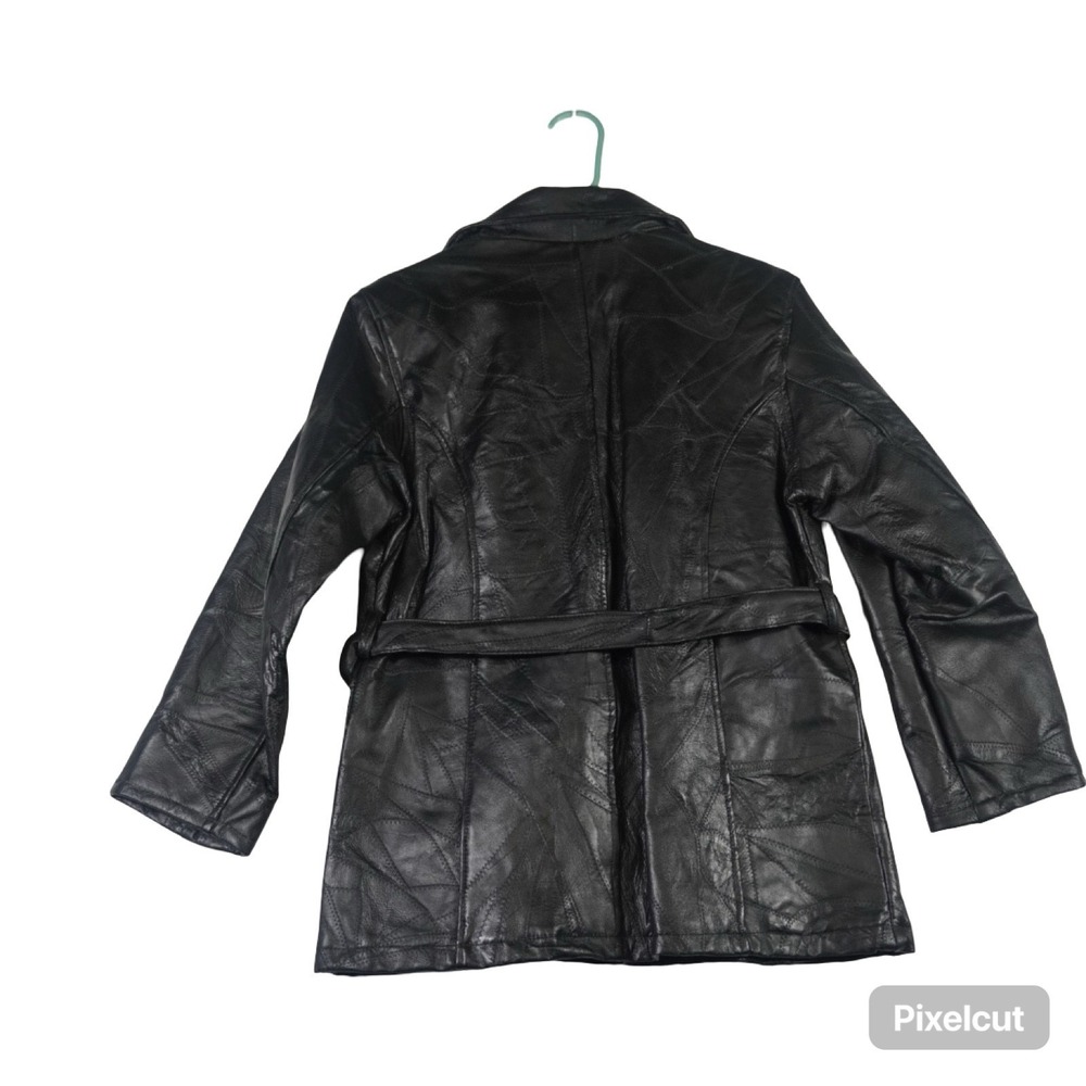 Leather Works Jacket‎ Womens XL Black Full Zip Long Sleeve Belted Waist Outdoor - Picture 9 of 10